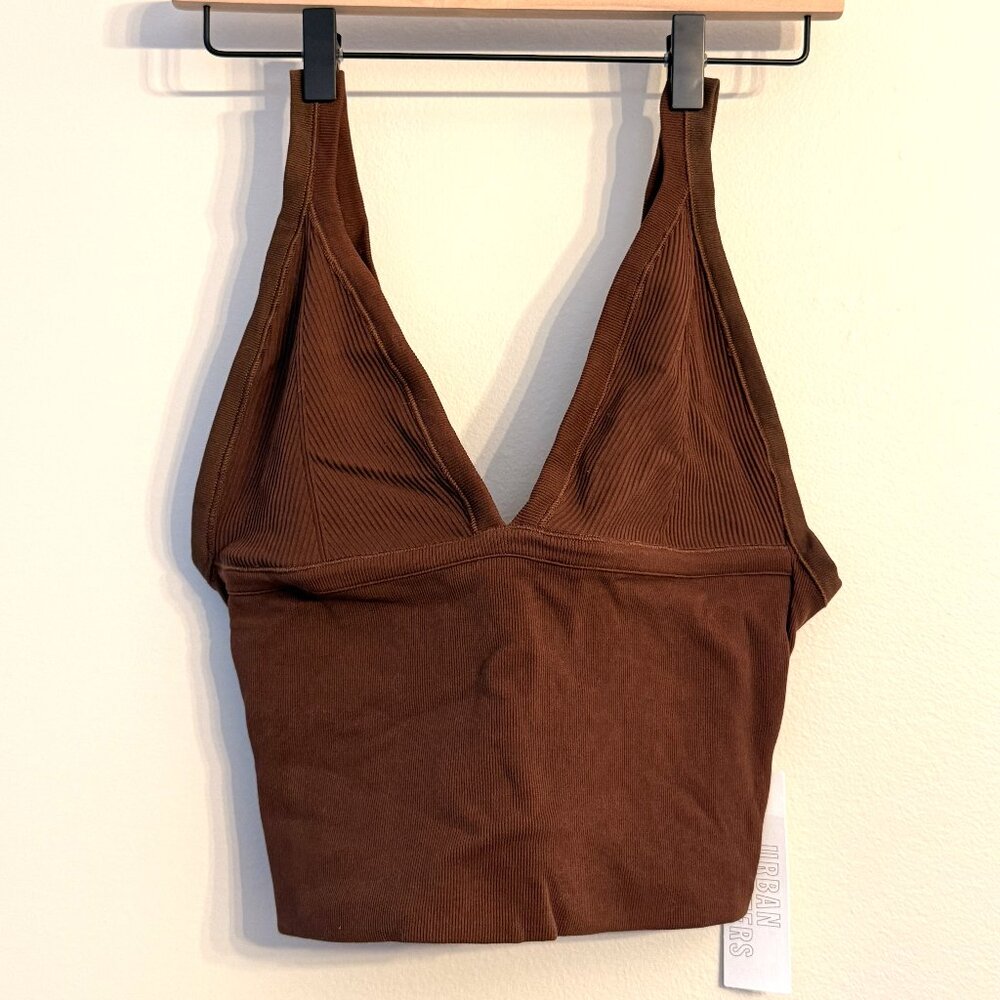 Urban Outfitters Brown Cropped Stretch Tank Top